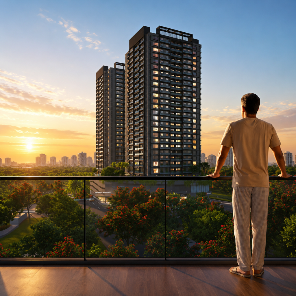 Modern high-rise apartments at Tanish Meridian Charholi Pune